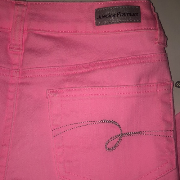 Justice Neon Pink Girls Jeans - Picture 11 of 13